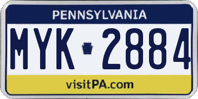 PA license plate MYK2884