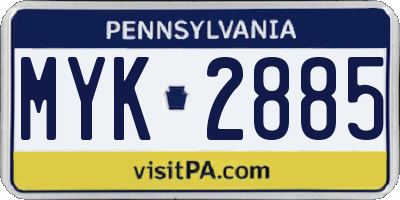 PA license plate MYK2885