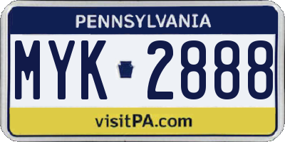 PA license plate MYK2888