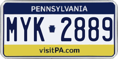 PA license plate MYK2889