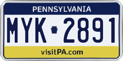 PA license plate MYK2891