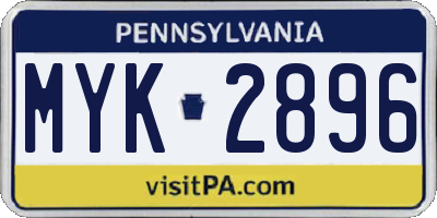 PA license plate MYK2896
