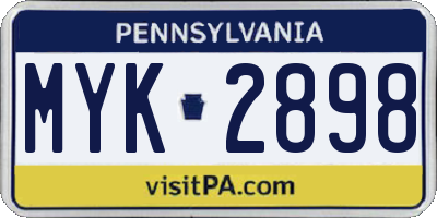 PA license plate MYK2898
