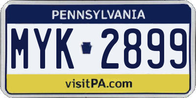 PA license plate MYK2899