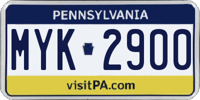 PA license plate MYK2900