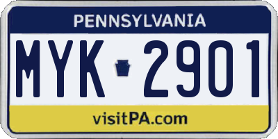 PA license plate MYK2901