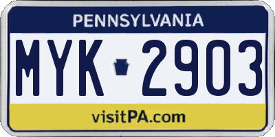 PA license plate MYK2903