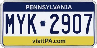 PA license plate MYK2907