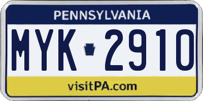 PA license plate MYK2910