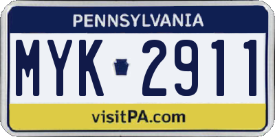 PA license plate MYK2911