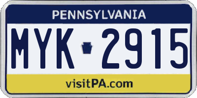 PA license plate MYK2915