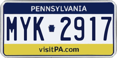 PA license plate MYK2917