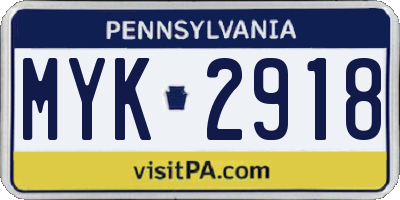 PA license plate MYK2918