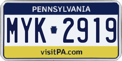 PA license plate MYK2919