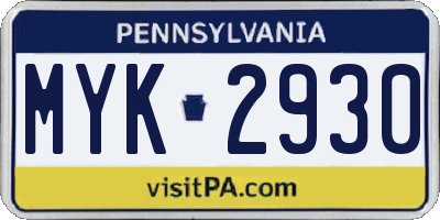 PA license plate MYK2930