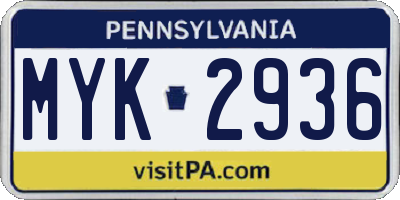 PA license plate MYK2936
