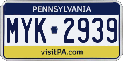 PA license plate MYK2939