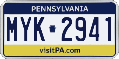 PA license plate MYK2941