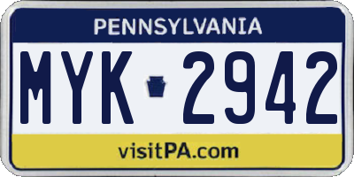 PA license plate MYK2942