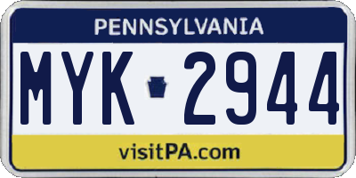 PA license plate MYK2944