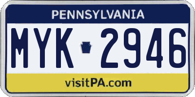 PA license plate MYK2946