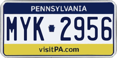 PA license plate MYK2956