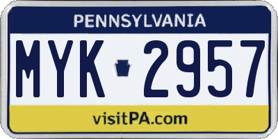PA license plate MYK2957