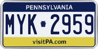 PA license plate MYK2959
