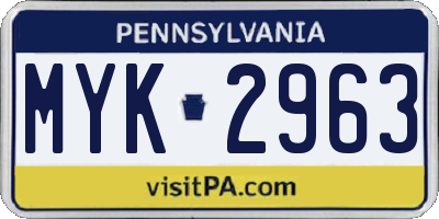 PA license plate MYK2963