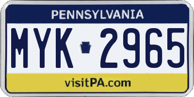 PA license plate MYK2965