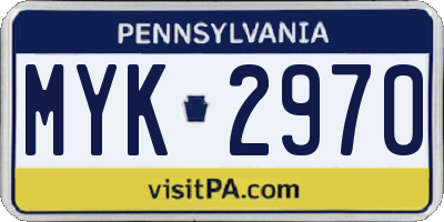 PA license plate MYK2970