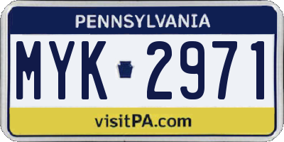 PA license plate MYK2971