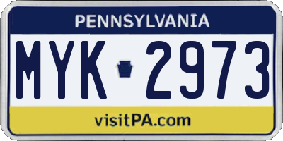 PA license plate MYK2973