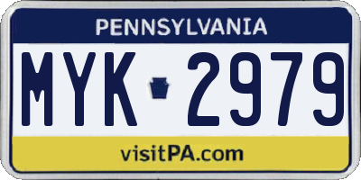 PA license plate MYK2979