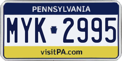 PA license plate MYK2995