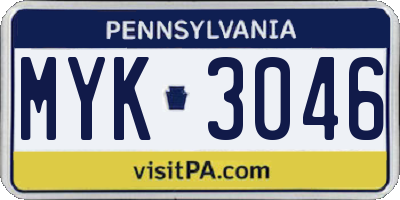 PA license plate MYK3046