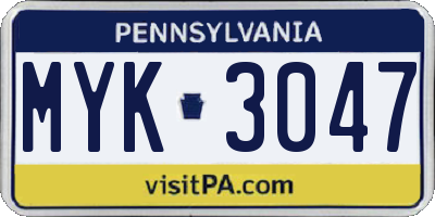 PA license plate MYK3047