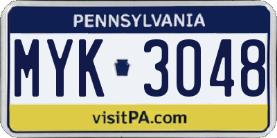 PA license plate MYK3048