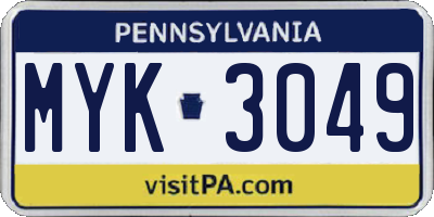 PA license plate MYK3049