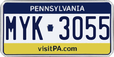 PA license plate MYK3055