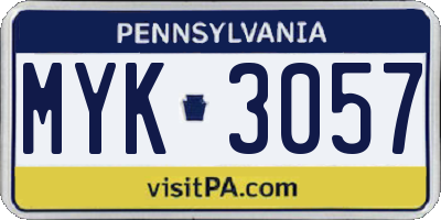 PA license plate MYK3057