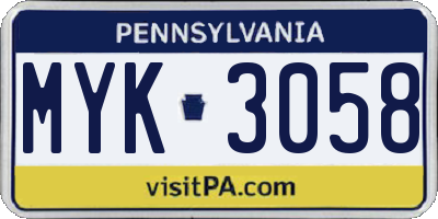 PA license plate MYK3058