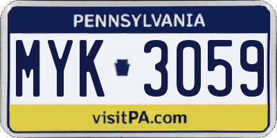 PA license plate MYK3059