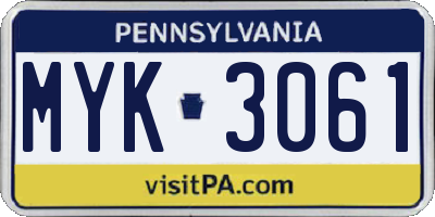 PA license plate MYK3061