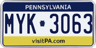 PA license plate MYK3063