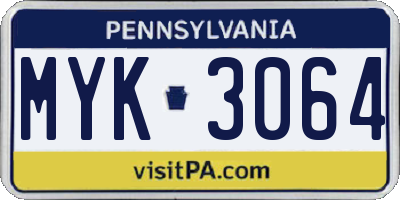 PA license plate MYK3064