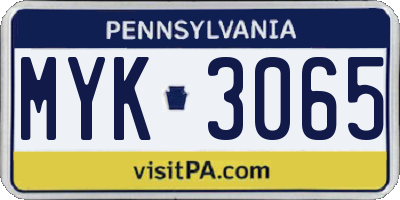 PA license plate MYK3065
