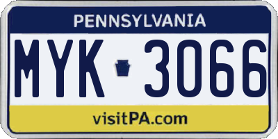 PA license plate MYK3066
