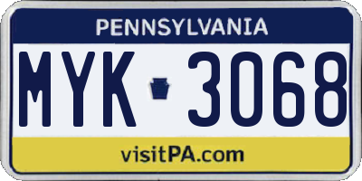 PA license plate MYK3068