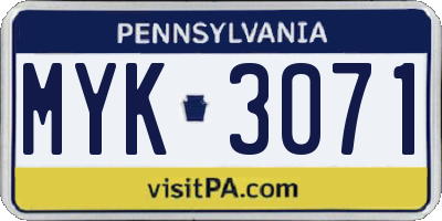 PA license plate MYK3071